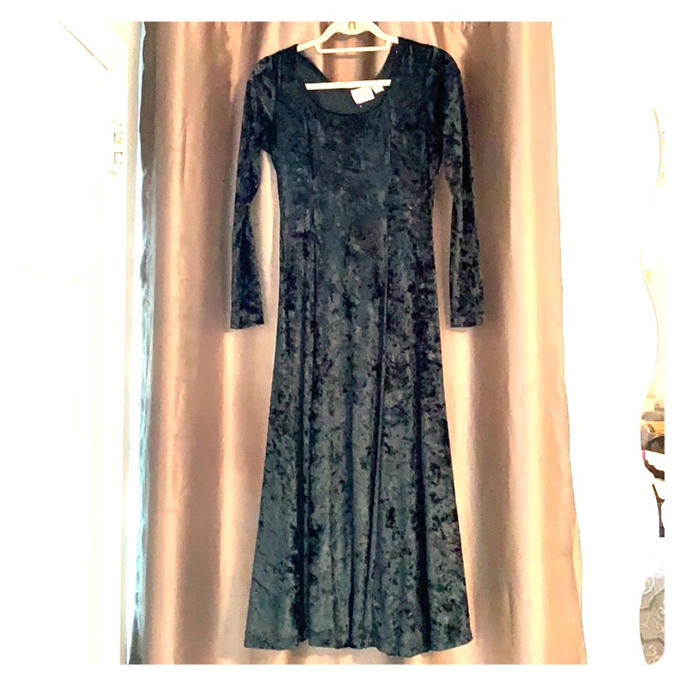 Emerald Green Vintage Stretch Velour Dress